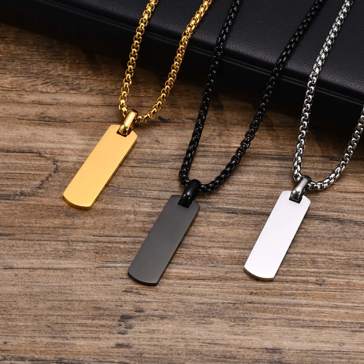 Women’s dainty necklace-Punk Simple Style Square Stainless Steel Polishing 18k Gold Plated Pendant Necklace