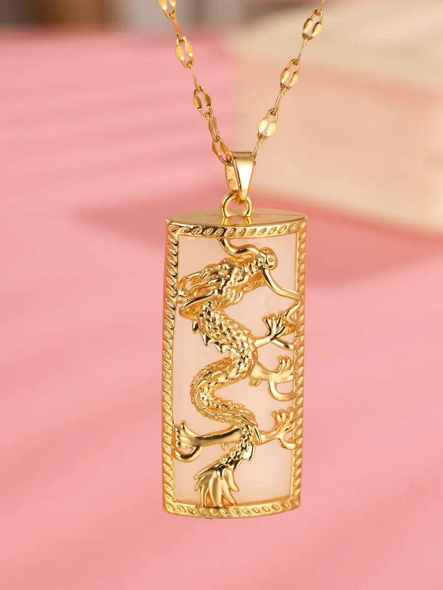 Women’s handmade necklace-Elegant Dragon Stainless Steel Plating 18k Gold Plated Necklace