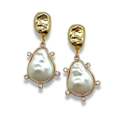 Women's statement stud earrings-Romy Pearl Earrings