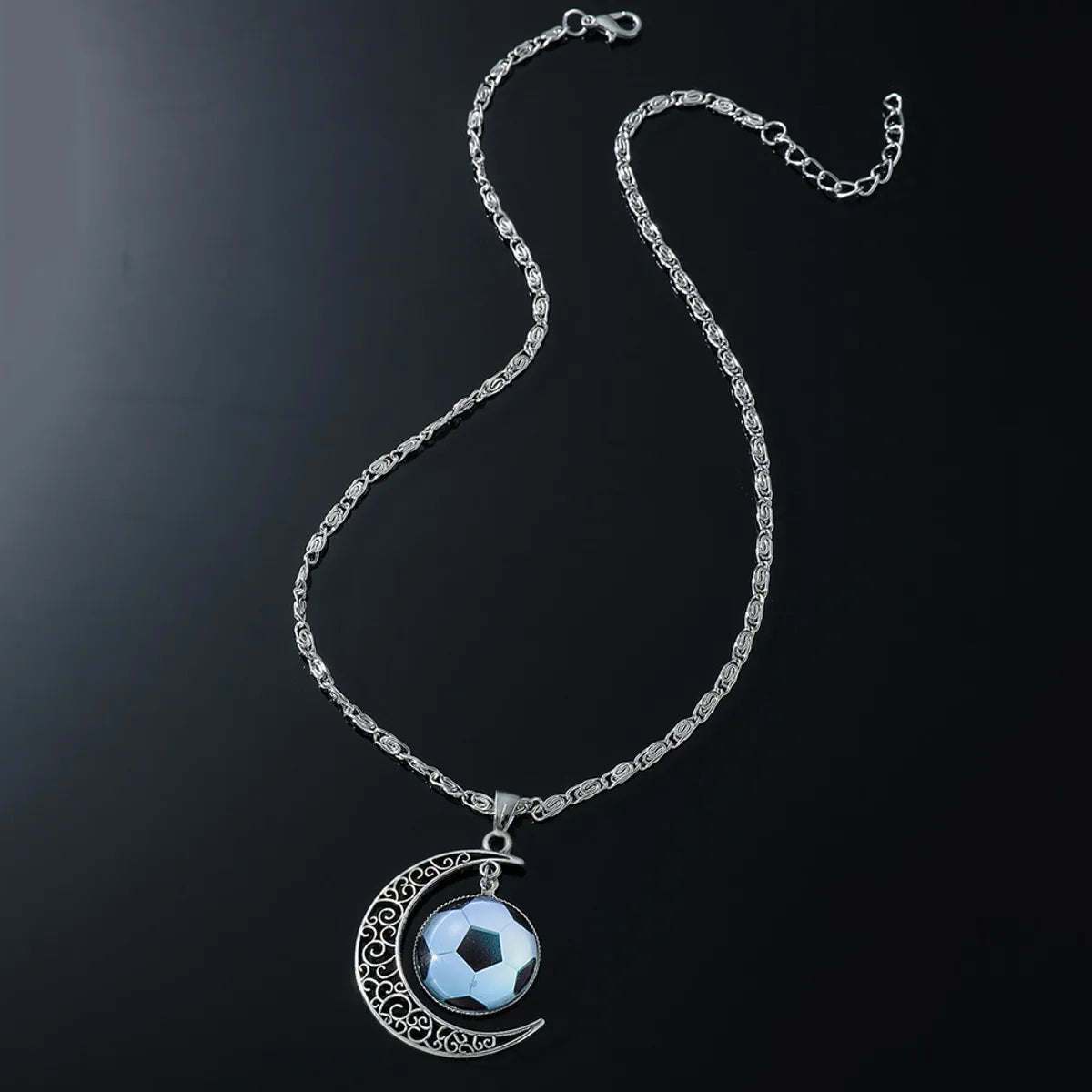 Women’s anniversary necklace-Hip-Hop Moon Football Alloy Plating Hollow Out Men'S Pendant Necklace