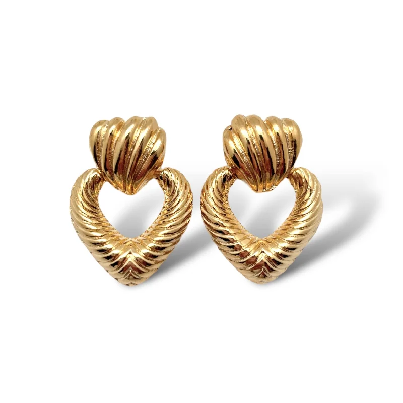 Women's simple stud earrings-Heart Knocker Earrings