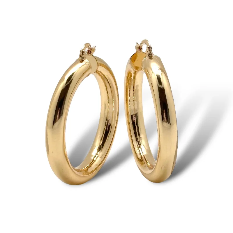 Women's small hoop earrings-Wide leverback tube hoops