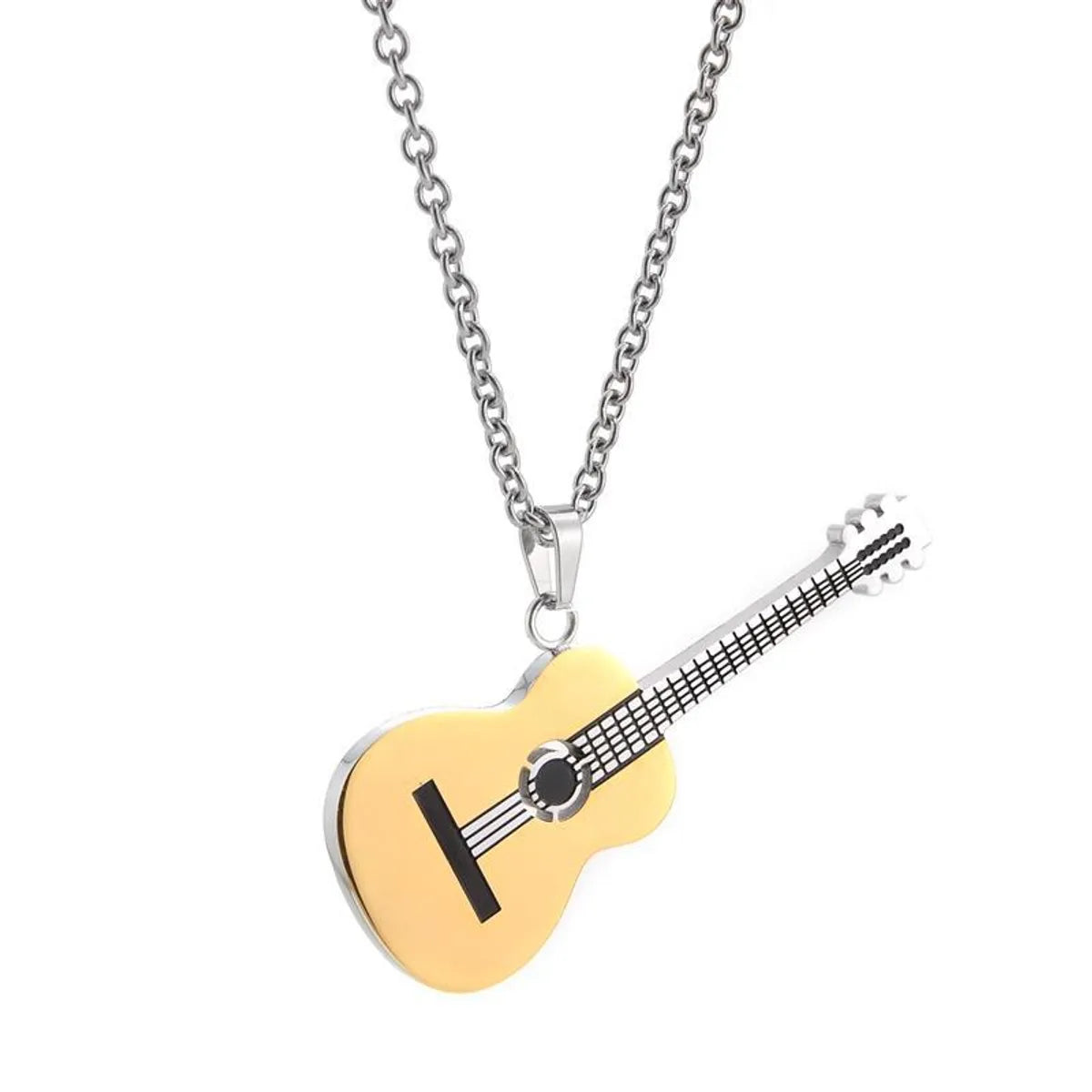 Women’s gift necklace-1 Piece Fashion Guitar Titanium Steel Plating Necklace