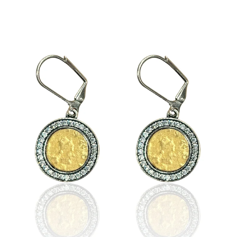 Women's festive earrings-VINTAGE SILVER HESTIA COIN EARRINGS