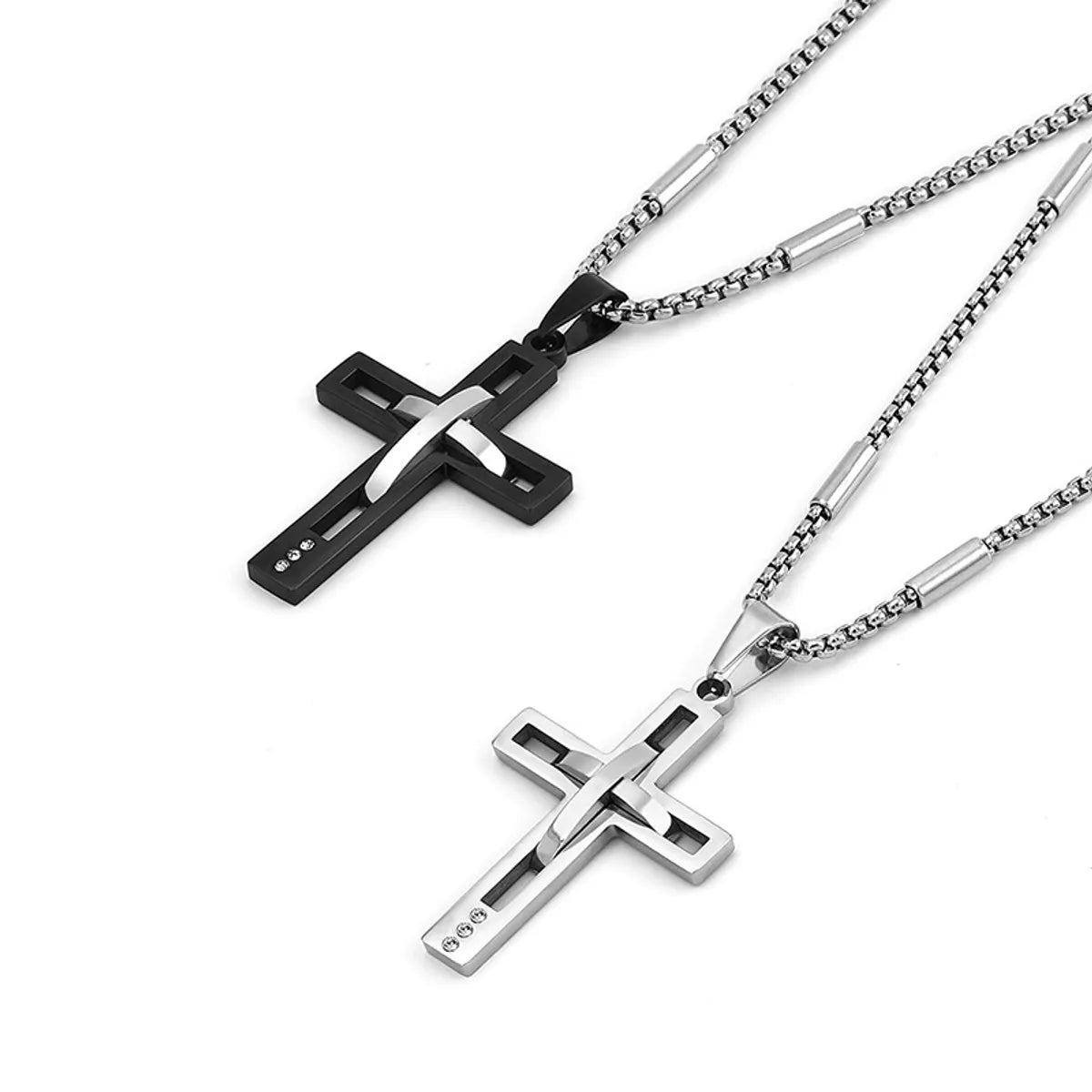 Women’s minimalist pendant necklace-Hip-Hop Cross 304 Stainless Steel Polishing Unisex Pendant Necklace