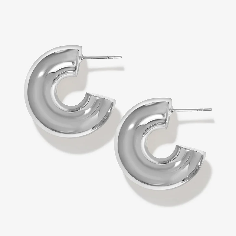 Women's flower earrings-Damaco chubby hoops