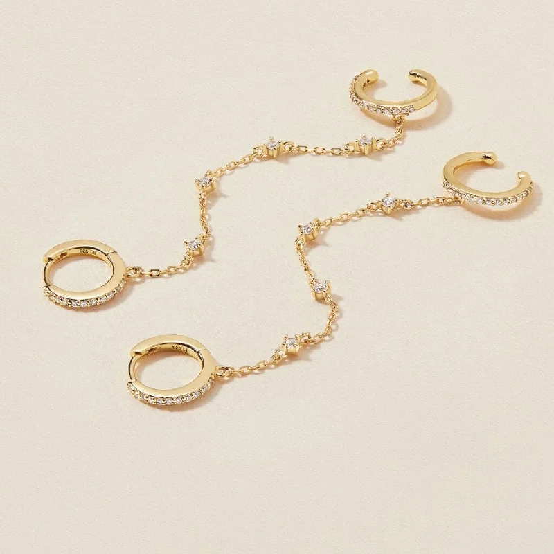 Women's wedding earrings-Olsen chained cuff earrings