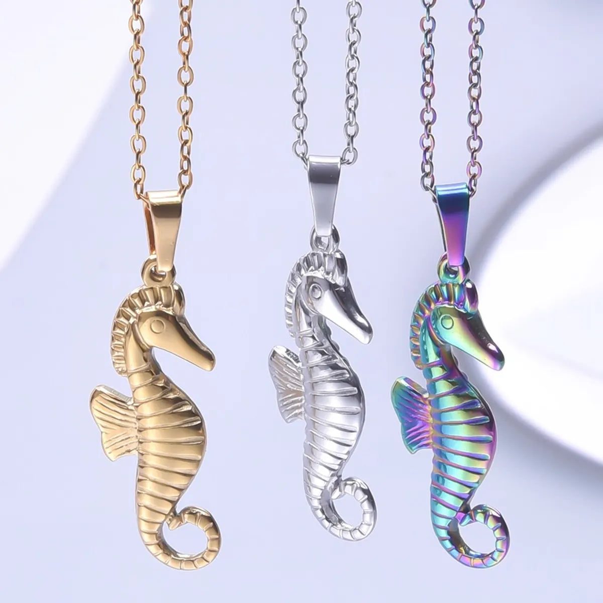 Women’s modern necklace-Simple Style Classic Style Hippocampus 304 Stainless Steel Plating Women'S Pendant Necklace