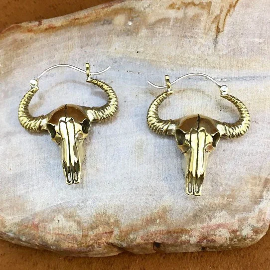 Women's simple stud earrings-<span>BRES-169<span>: </span></span>Brass Bulls - Silver Post