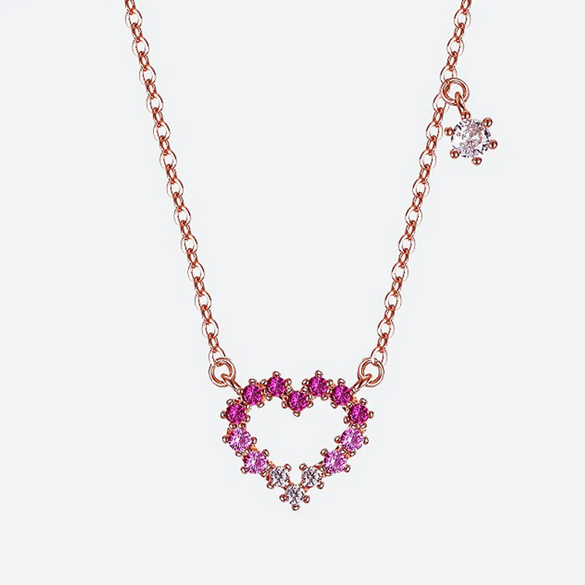 Women’s seasonal necklace-Simple Style Heart Shape White Copper Inlay Zircon Pendant Necklace