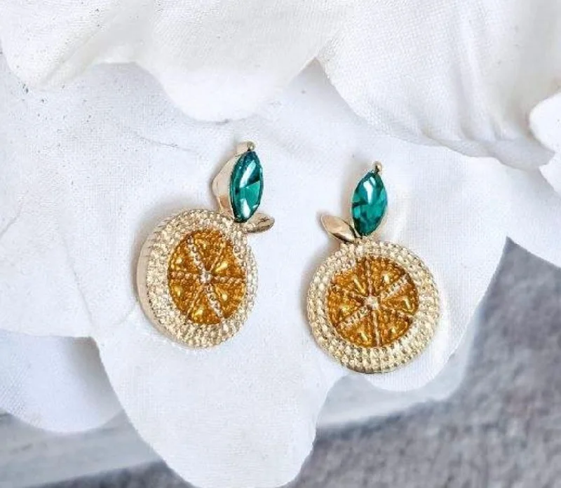 Women's anniversary earrings-Adorable Lemon Stud Earrings