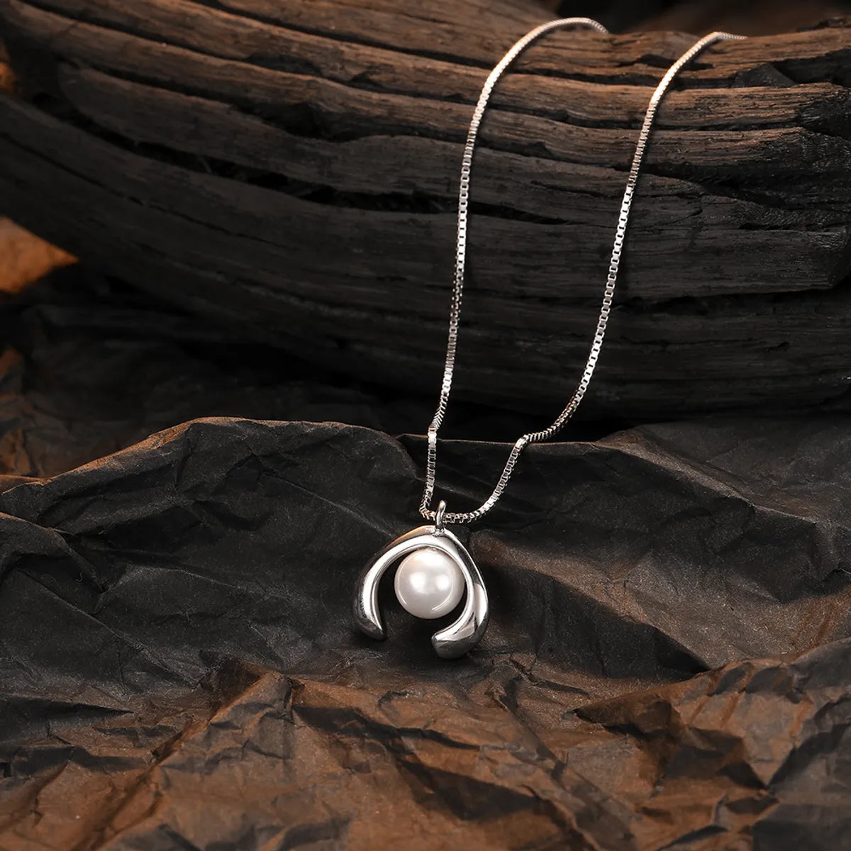 Women's pearl necklace-Casual Pearl Sterling Silver Plating Inlay Shell White Gold Plated Pendant Necklace