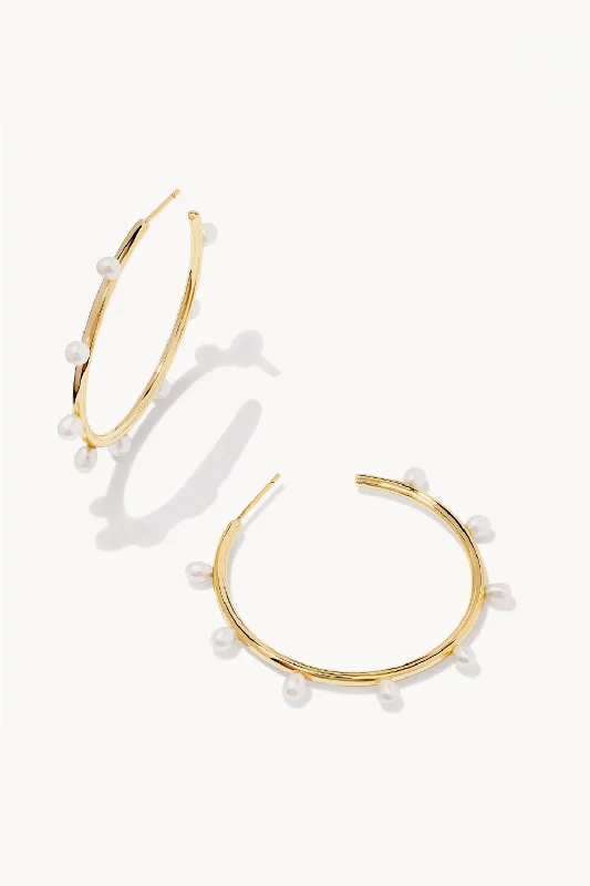 Women's luxury diamond earrings-Leighton Pearl Hoop