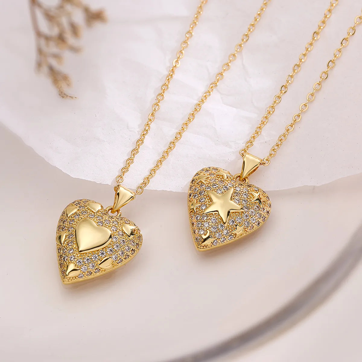 Women’s chic necklace-Simple Style Heart Shape Copper 18k Gold Plated Zircon Pendant Necklace In Bulk