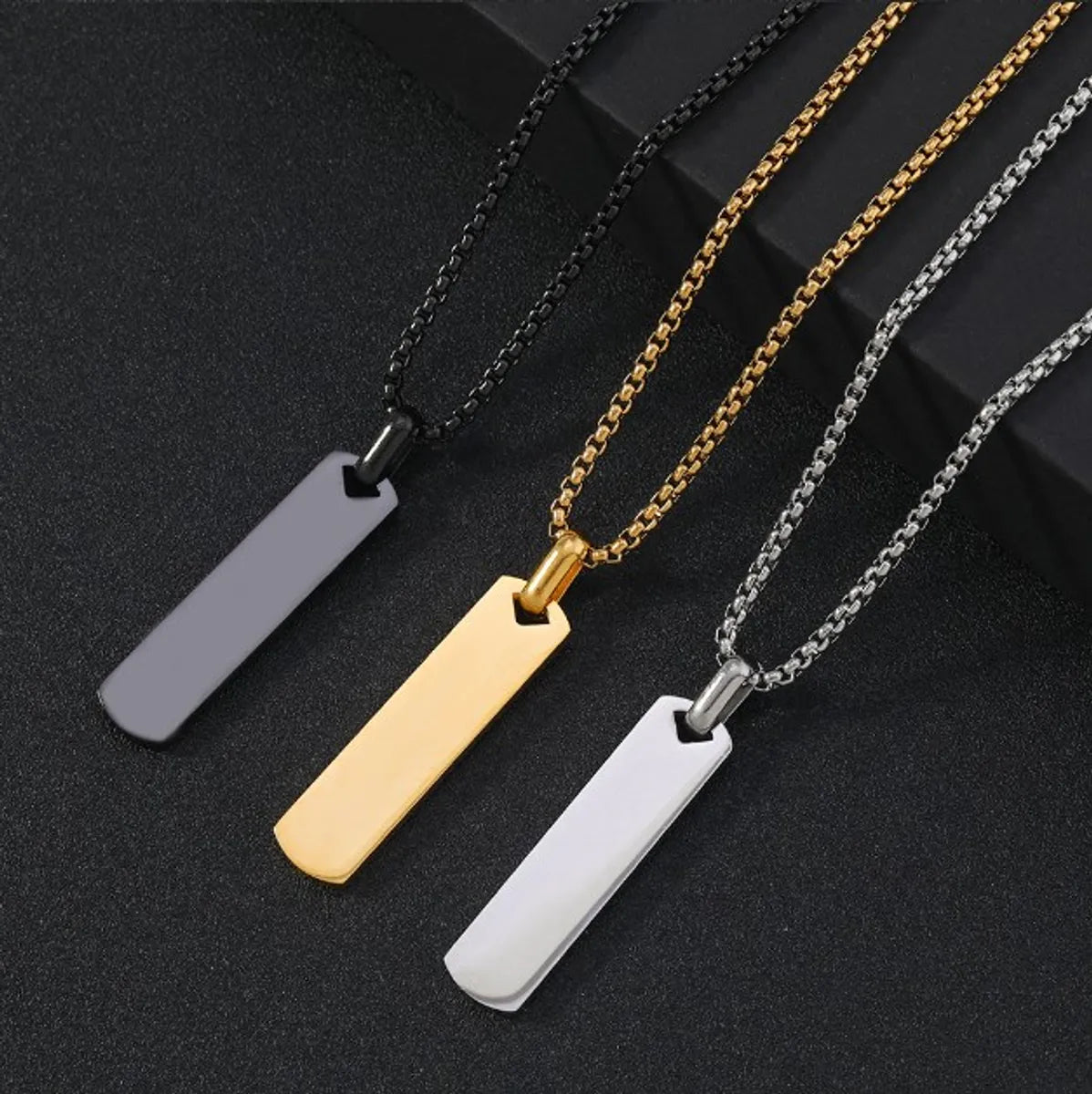 Women’s pendant necklace collection-Simple Style Geometric Rectangle 304 Stainless Steel Men'S Pendant Necklace