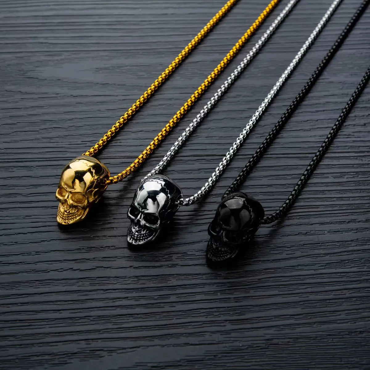 Women’s necklace price-Hip-Hop Punk Skull Titanium Steel Plating Unisex Pendant Necklace