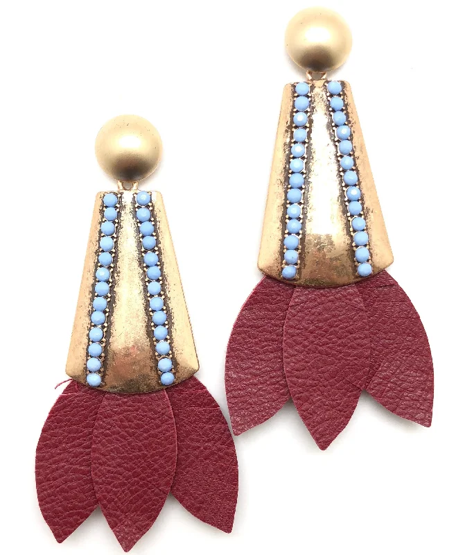 Women's evening earrings-Tinsley Leather Earrings Crimson