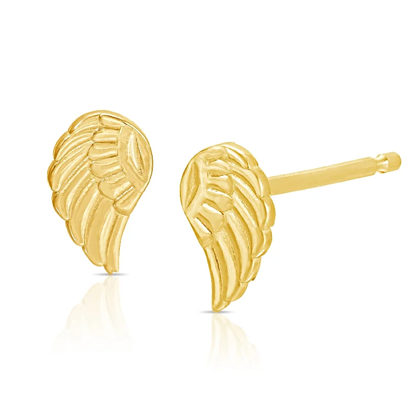 Women's long drop earrings-Charm Stud - Angel Wing