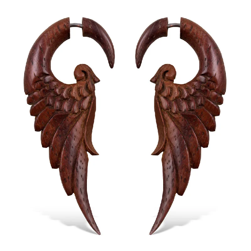 Women's evening earrings-<span>EFW-827<span>: </span></span>Forest Wings - Wood