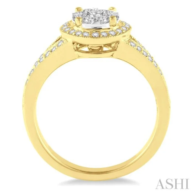 Women’s exquisite engagement ring-5/8 Ctw Lovebright Round Cut Diamond Engagement Ring in 14K Yellow and White Gold