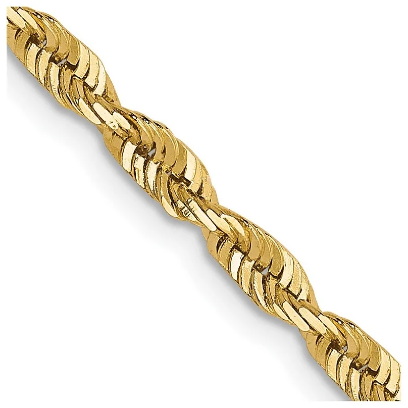 Women's antique bracelet-Curata 10k Yellow Gold 2.8mm Sparkle Cut Lightweight Rope Chain Bracelet