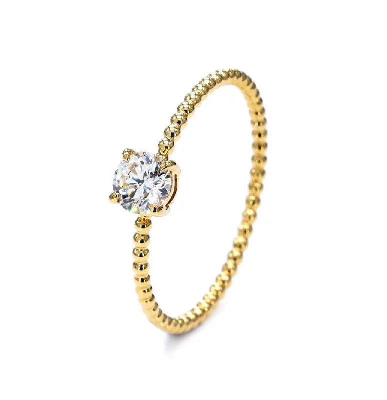 Women’s cushion cut engagement ring-GIA Certified Round Diamond Beaded Ring