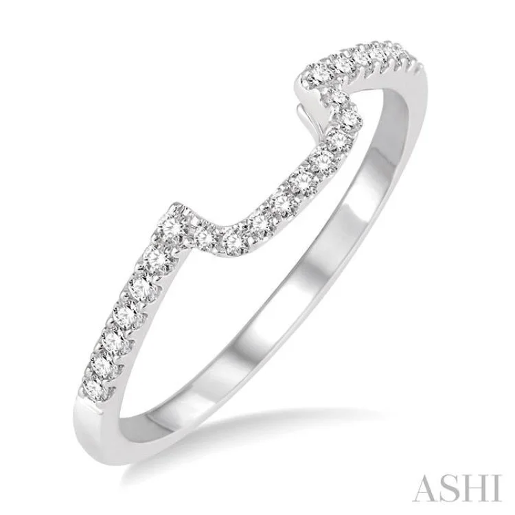 Women’s contemporary engagement ring-1/5 Ctw Round Cut Diamond Wedding Band in 14K White Gold