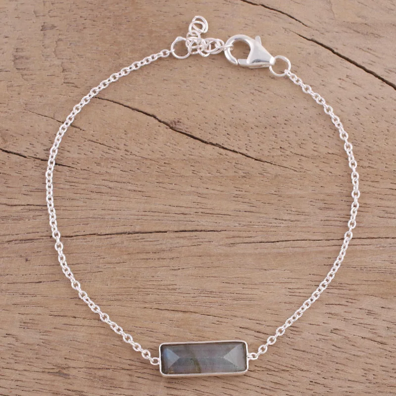 Women's personalized bracelet-Labradorite & Sterling Silver Prism Bracelet