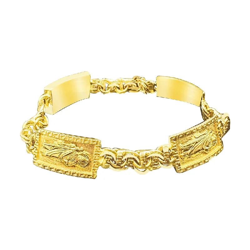 Women's statement bangles-10K yellow gold chino link ID kids bracelet