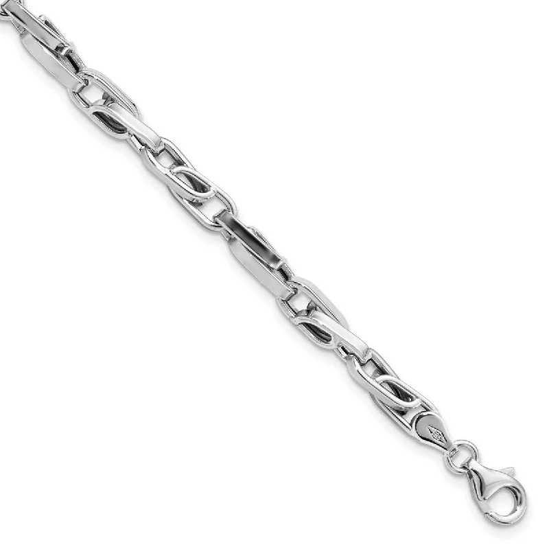 Women's simple bracelet-Curata 5mm 14k White Gold Polished Fancy Link Bracelet 8.25 Inch