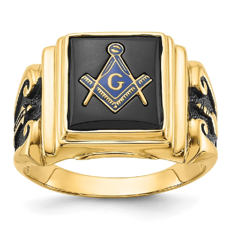 Women’s elegant ring designs-Solid 14k Yellow Gold Men's Masonic Ring