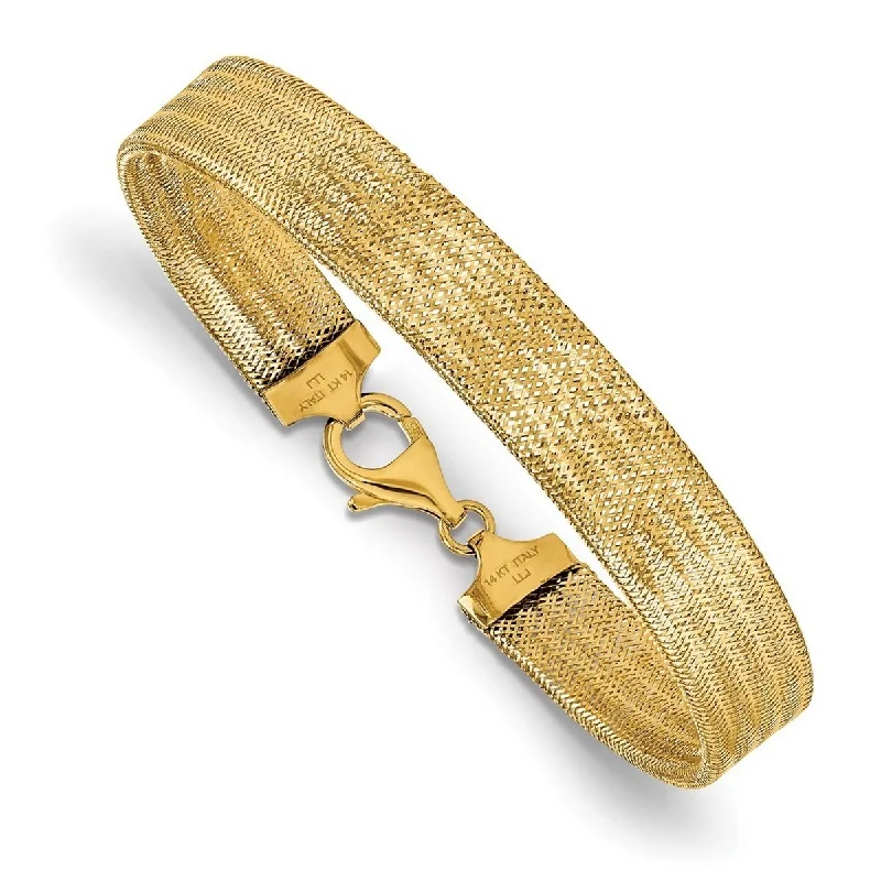 Women's elastic bracelet-Curata 14k Polished Mesh Bracelet 7.25 Inch