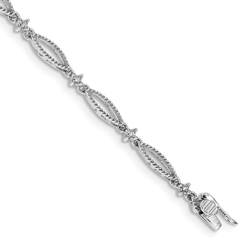 Women's designer bracelet-Curata 14k White Gold Diamond Bracelet