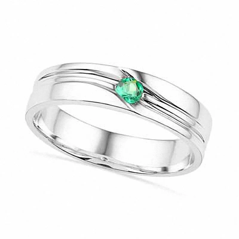 Women’s ring craftsmanship-Men's Lab-Created Emerald Ring in Sterling Silver