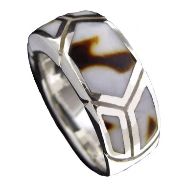 Women’s ring material-Sterling Silver Sea Shell Inlay Ring