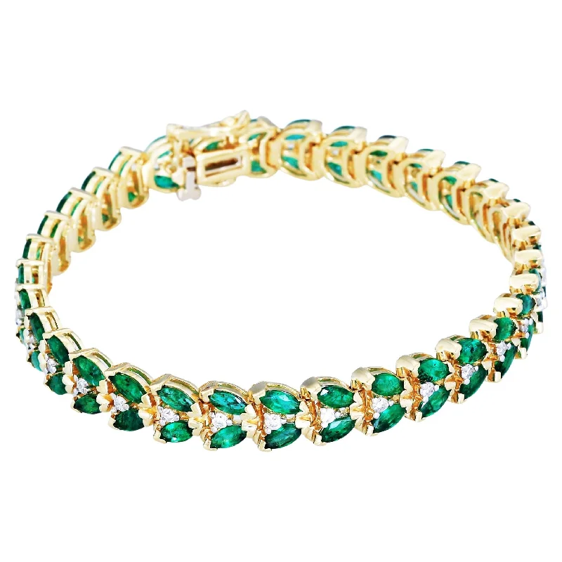 Women's beach bracelet-Beauvince Vine Bracelet (5.05 ct Diamonds & Emeralds) in Yellow Gold