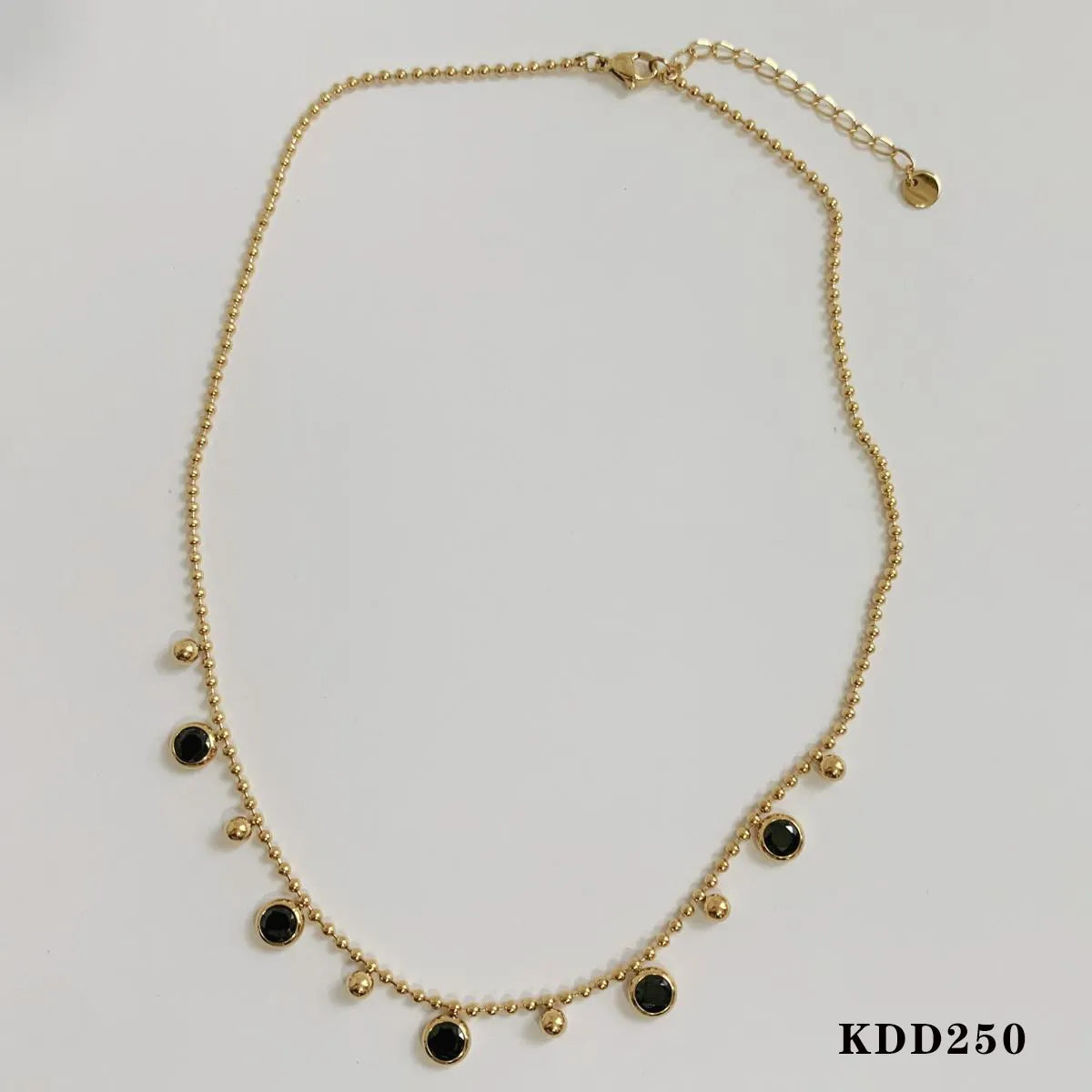 Gold Black Zirconium Necklace