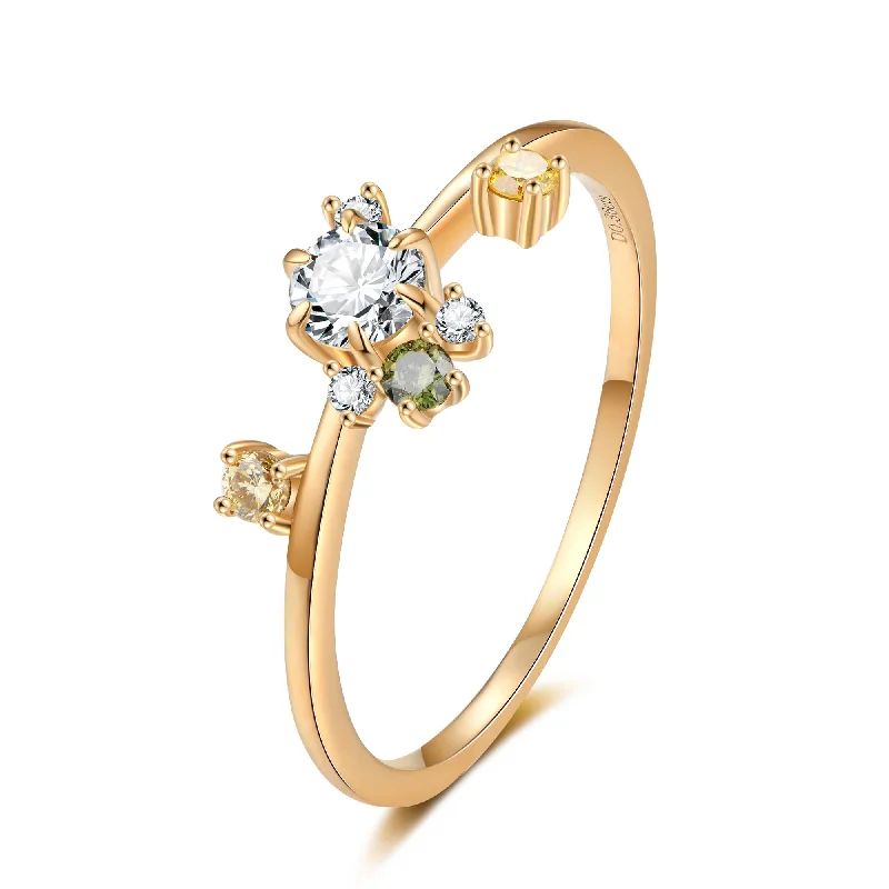 Women’s two-tone engagement ring-Multi Diamond Lily Ring