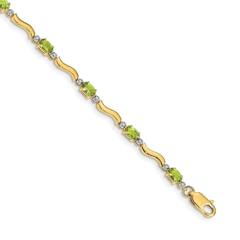 Women's rose gold bracelet-Curata 3.5mm 14k Fancy Diamond Peridot Bracelet