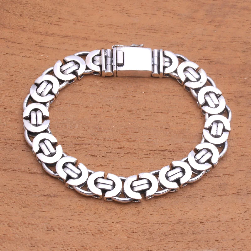 Women's wedding bracelet-Mariner Beauty Sterling Silver Mariner Chain Bracelet from Bali