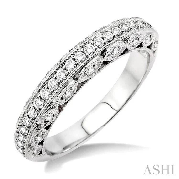 Women’s custom-designed engagement ring-3/8 Ctw Diamond Matching Wedding Band in 14K White Gold