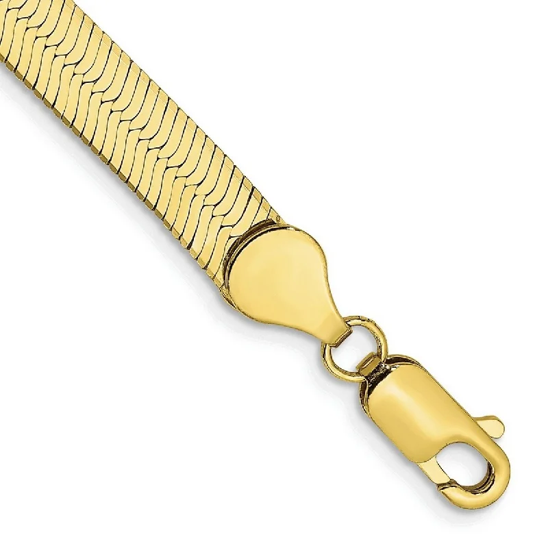 Women's luxurious bracelet-Curata 10k Yellow Gold 5.5mm Silky Herringbone Chain Bracelet