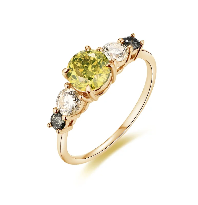 Women’s gold engagement ring-Multi Colour Diamond Ring