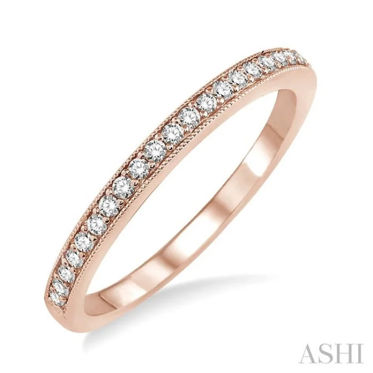 Women’s platinum diamond engagement ring-1/5 Ctw Round Cut Diamond Wedding Band in 14K Rose Gold