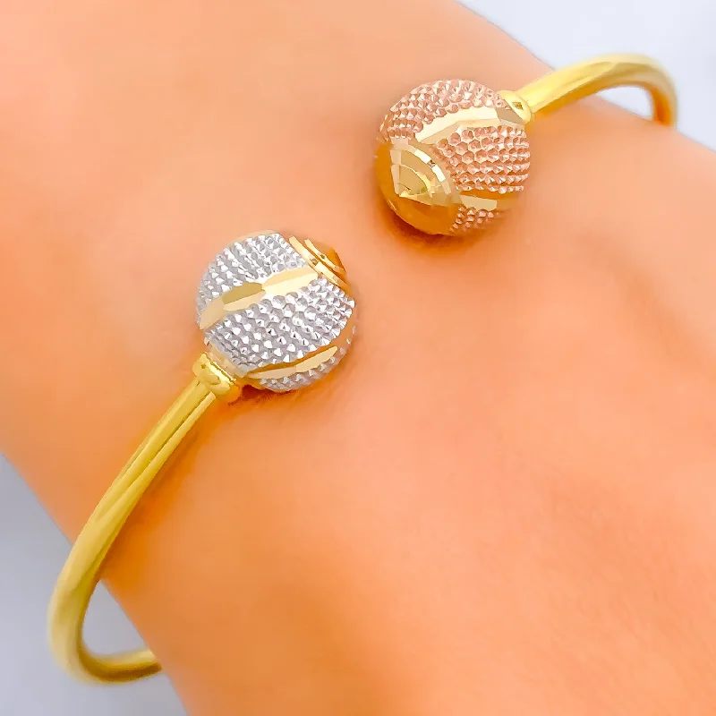 Women's bracelet set-Delicate Open Orb 22k Gold Bangle Bracelet