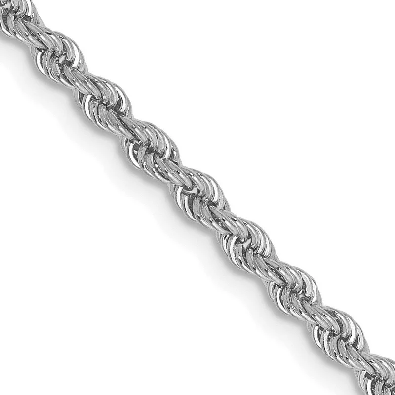 Women's friendship bracelet-Curata 14k White Gold Solid 2.5mm Handmade Regular Rope Bracelet Lobster Claw