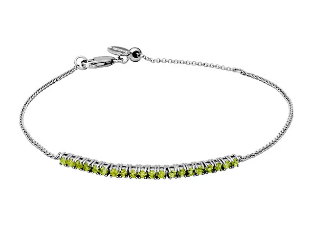 Women's stacked bangle-Silver Adjustable Peridot Bracelet