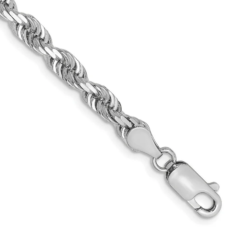 Women's vintage bracelet-Curata 14k White Gold 7" or 8" 4.5mm Sparkle Cut Quadruple Rope Chain Bracelet