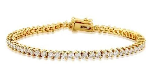 Women's festive bangle-2 Prong Diamond Tennis Bracelet (8.20 ct Diamonds) in Yellow Gold