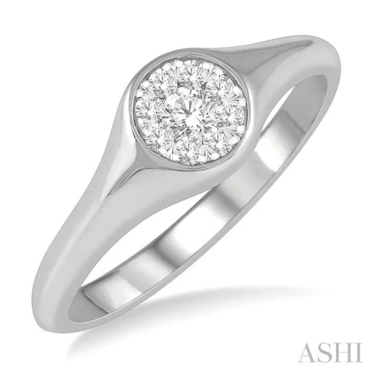 Women’s custom engagement ring-1/6 ctw Round Shape Lovebright Diamond Ring in 14K White Gold